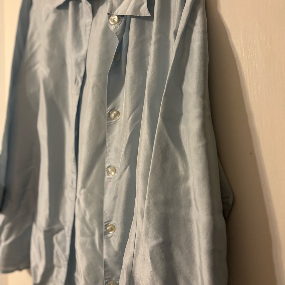 Light Blue Silk Button-Up Shirt